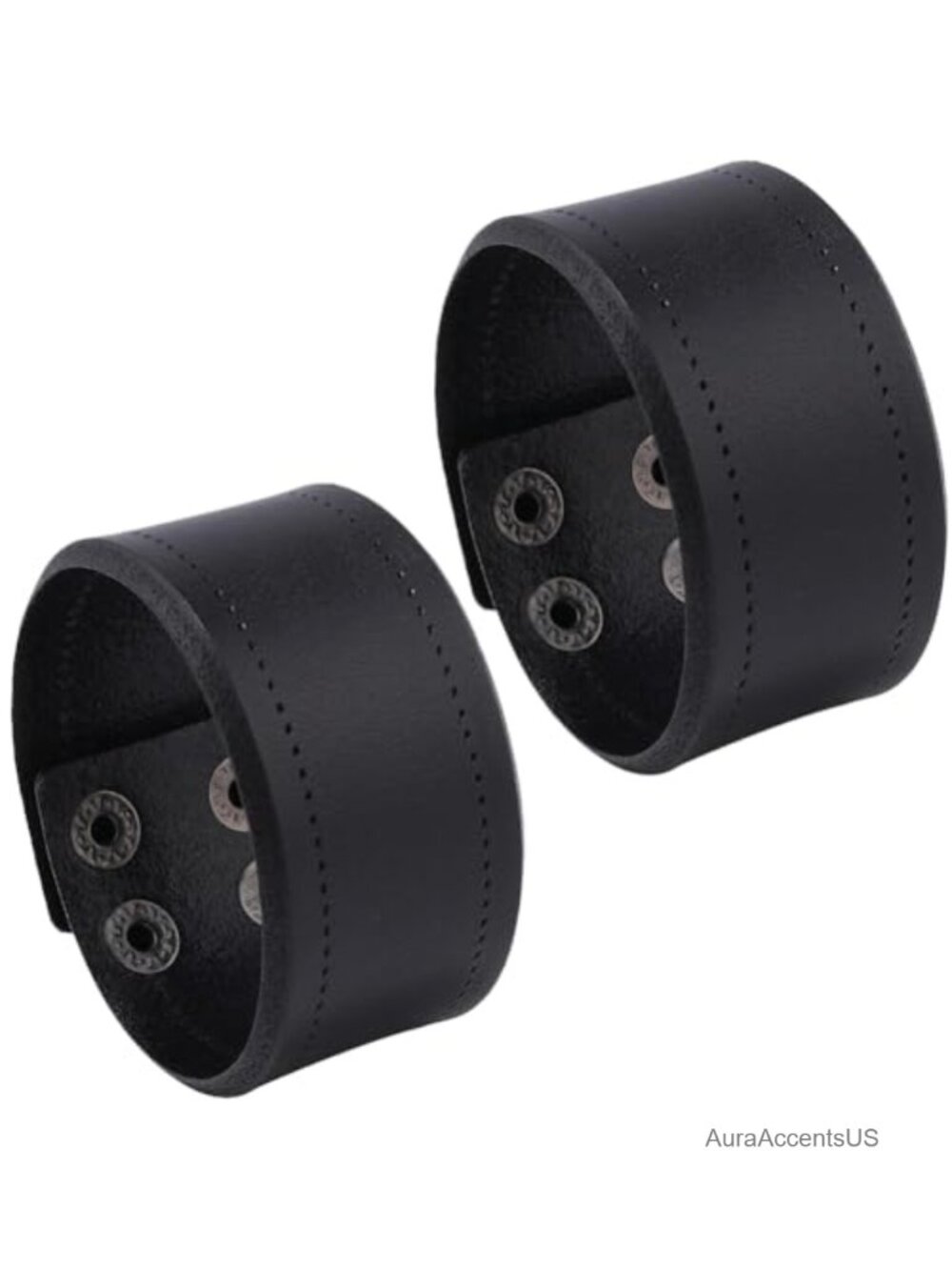 2 PC Cowhide Leather Cuff Bracelet Adjustable Retro Wristband Punk Men Women